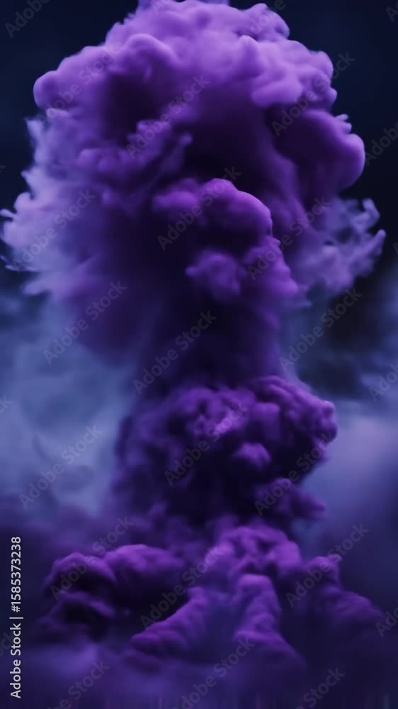 Poster purple smoke abstract background moving upwards. dynamic colorful fume texture with dark backdrop in