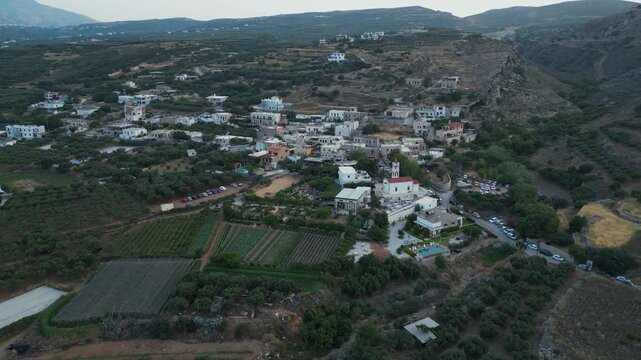 Modern And Luxury Villas At Falasarna Town In Crete, Chania, Greece. Aerial Drone Shot