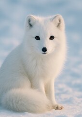 Fototapeta premium Arctic fox in snowy habitat.