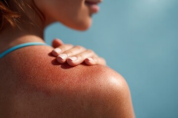 sunburned back of a woman 