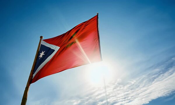 Confederate flag waving in bright sunlight