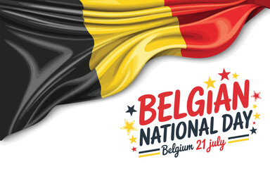 Celebrate Belgium's National Day with a festive flag and colorful design, perfect for holiday greetings and patriotic displays of Belgian pride.