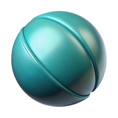 Teal metallic sphere with grooves isolated on white background