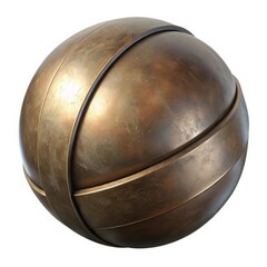Bronze sphere with metallic bands isolated on white background