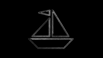 Simple White Sailboat Outline on Black Background sailing