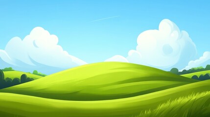 Fototapeta premium Lush green hills under a vibrant blue sky