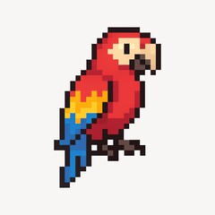 Pixelated parrot vibrant illustration
