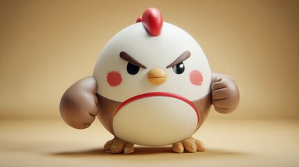 Cartoon chicken with an angry expression