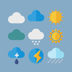 6 Minimal Weather Vector Icons – Sun, Rain, Cloud, and More