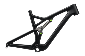 Carbon mountain bike frame with full-suspension linkage and matte finish