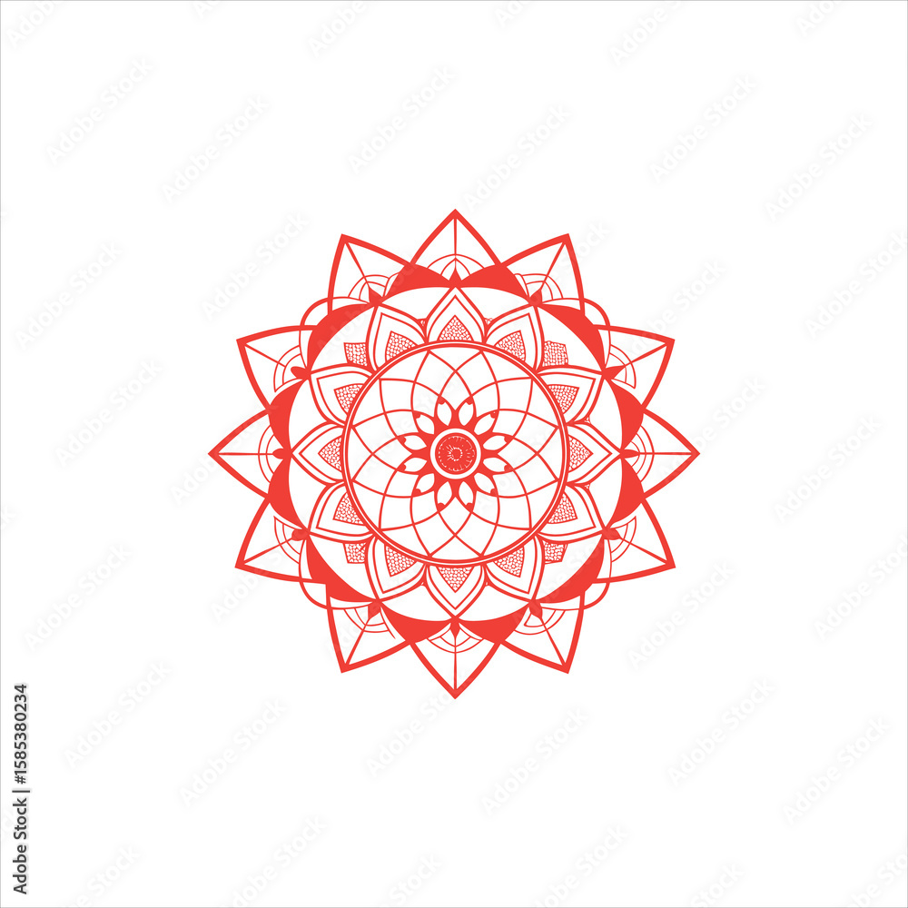 Poster abstract geometric vector snowflake ornament with a round star shape design