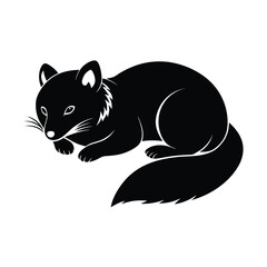 Binturong Resting Black Silhouette Vector Icon – Southeast Asian Mammal Outline
