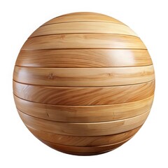 Wooden sphere egg shaped object isolated on white background