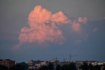 The most beautiful sunset over the evening city.