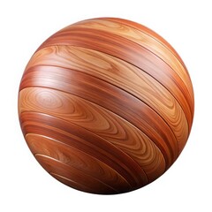 Wooden sphere with horizontal grain isolated on white background
