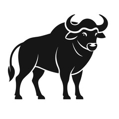 African Buffalo Silhouette Vector Icon – Powerful Wild Mammal Outline