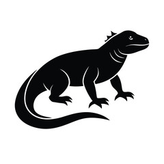 Komodo Dragon Silhouette Vector Icon – Giant Lizard Wildlife Outline