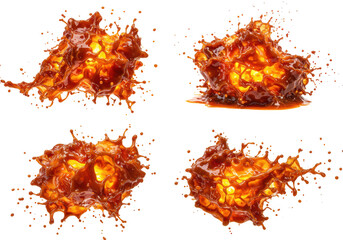 A dynamic splash of brown sauce isolated on transparent background