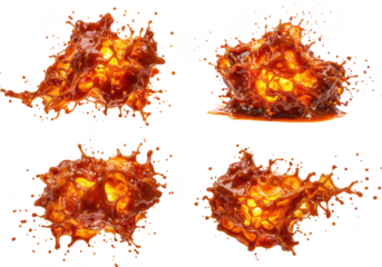 A dynamic splash of brown sauce isolated on transparent background