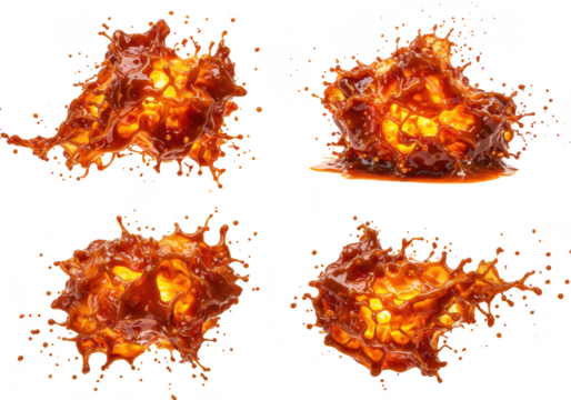 A dynamic splash of brown sauce isolated on transparent background