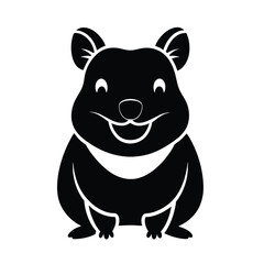 Quokka Smiling Silhouette Vector Icon – Cute Australian Animal Outline