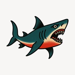 Obraz premium Retro shark tattoo illustration