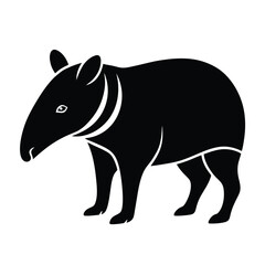 Tapir Silhouette Vector Icon – Jungle Wildlife Animal Outline
