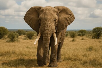 Obraz premium Majestic elephant in African savanna.