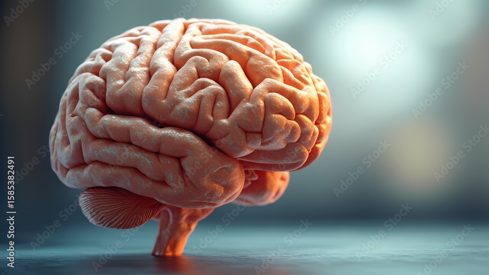 Poster exploring brain functionality neuroscience research lab educational content modern environment close