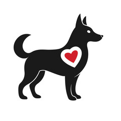 Dog Silhouette with Heart Symbol