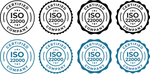 ISO 22000 Certified – Food Safety Management System Label and Stamp Vector Design