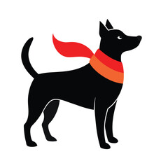 Silhouette of Dog Wearing a Scarf