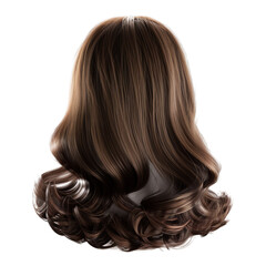 Back View of Shiny Wavy Brown Hair – Beauty and Haircare Concept on White Background