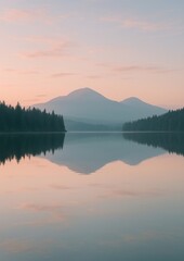 Obraz premium Serene mountain lake reflection