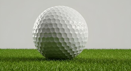 Obraz premium Golf ball with perfect dimples sitting on short-cut grass, 