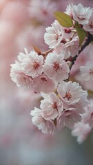 Obraz premium Delicate Pink Cherry Blossoms in Soft Focus