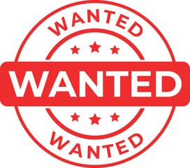 wanted rubber stamp label with red ink seal design