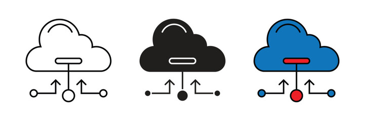 Cloud represents internet-based computing services, offering scalable data storage, processing power, and applications remotely.