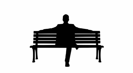 Man Sitting on Bench Silhouette Set – Relaxed and Resting Poses in Vector Style on White Background

