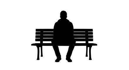 Man Sitting on Bench Silhouette Set – Relaxed and Resting Poses in Vector Style on White Background

