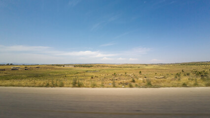 Fototapeta premium Vast Open Landscape with Clear Blue Sky