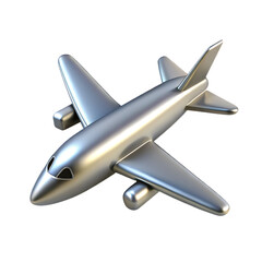 Shiny Silver Passenger Aeroplane Icon 3D Render