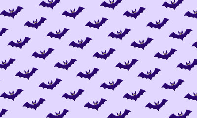 Seamless pattern of bats on violet background. Halloween vector illustration.