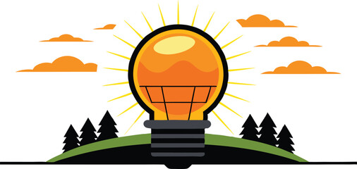 An illustration of solar panels on a rooftop, often accompanied by elements like sun rays or a house, symbolizing renewable energy and sustainability