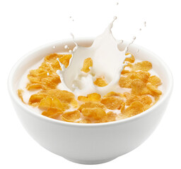 corn flakes with milk splash