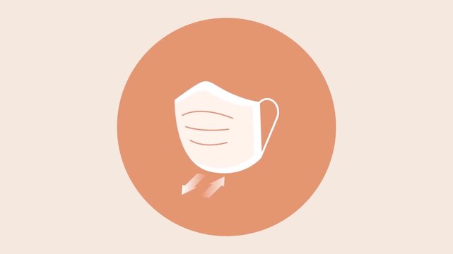 Protective face mask icon on pastel background promoting health safety and respiratory protection awareness