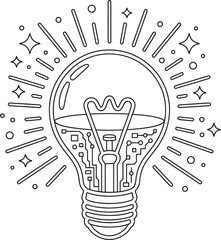 Futuristic Light Bulb with Circuit Board Technology Concept Vector Illustration. Tech Light Bulb, Circuit Idea Bulb, Innovative Energy Icon, Digital Creativity Symbol, Futuristic Ai Technology