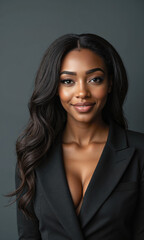 Fototapeta premium Black Female Digital Equity Black woman, 40s, access-minded attire, bridging technological divides, justice-oriented expression, transparent background.