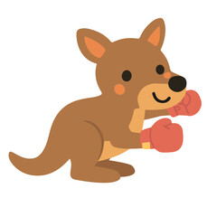 Cartoon Kangaroo Boxing with Red Gloves
