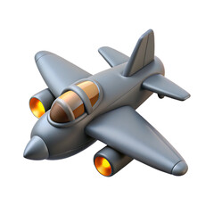  Gray Jet Aeroplane with Glowing Engines and Canopy 3D Render